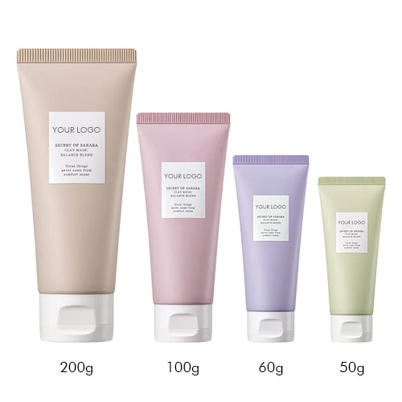 Body care tubes in four sizes with white label areas